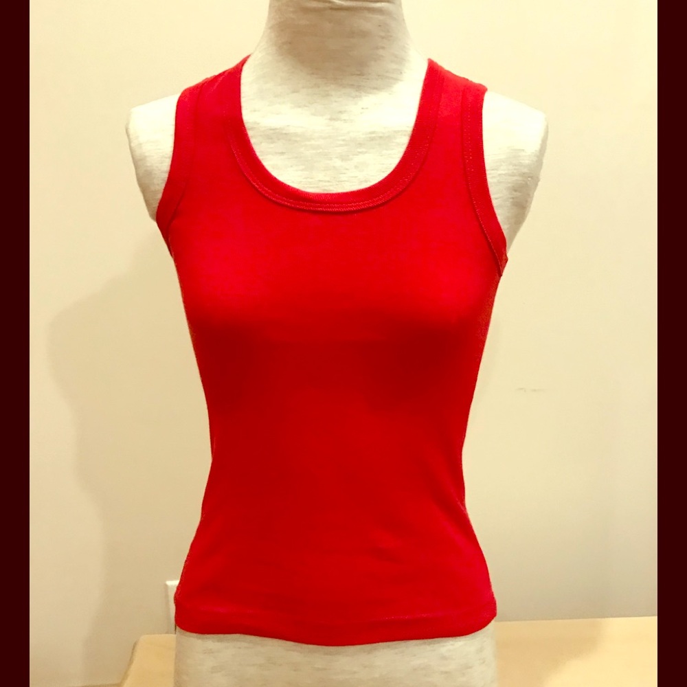 Bright red Bonnie & Clyde tank top, size S